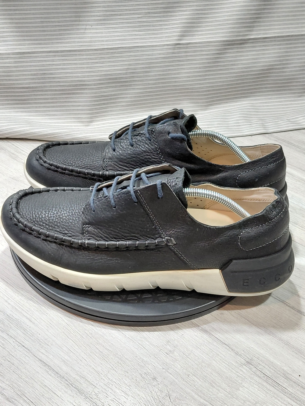 Ecco Men's Cross X Black Leather Moccasin Hybrid Casual Lace Up Shoe SIZE EU45